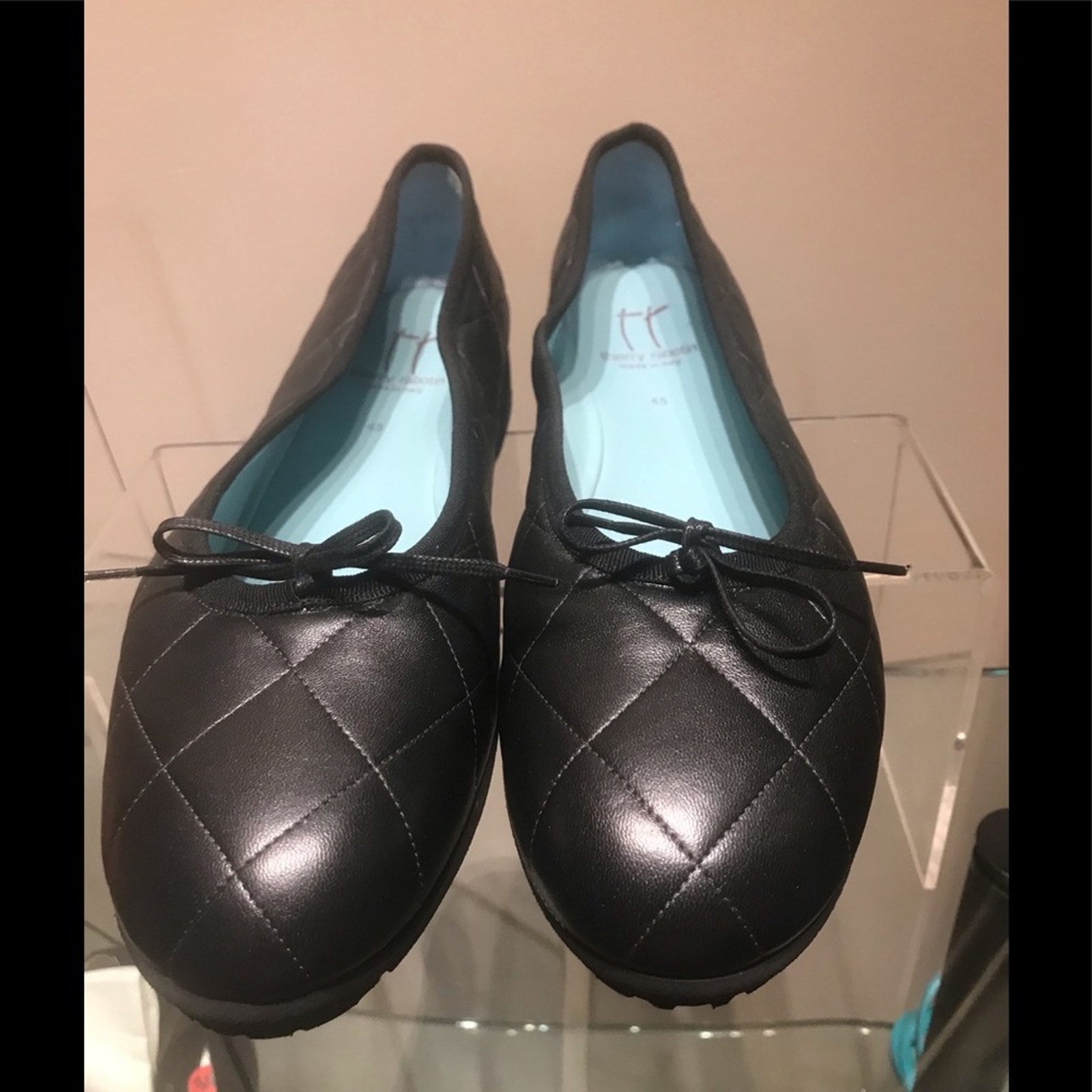 Thierry Rabotin Black Quilted Leather Flat With Rubber Sole